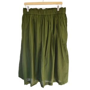 J Crew Pull-on Cotton Voile Midi Skirt in Green